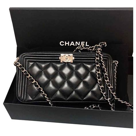 boy chanel long wallet|chanel boy wallet with chain.